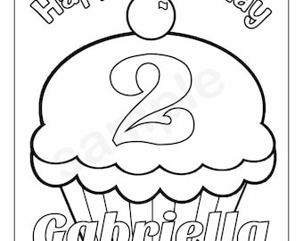 Personalized Cupcake Coloring Page Birthday Party Favor Colouring Activity Sheet Personalized Printable Template