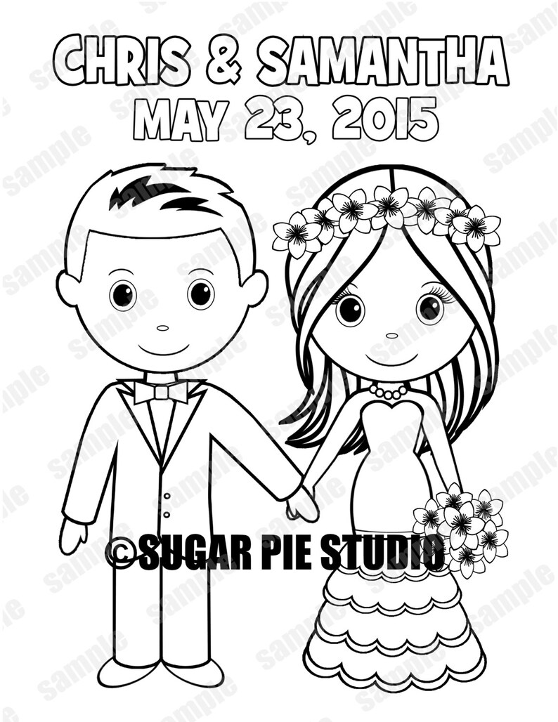 Printable Personalized Wedding coloring activity book Favor Kids 8.5 x 11 PDF or JPEG TEMPLATE image 1