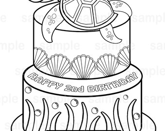 Personalized Sea Turtle Coloring Page Birthday Party Favor Colouring Activity Sheet Personalized Printable Template  or JPEG file