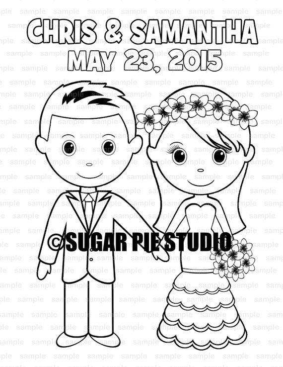 Wedding coloring page activity Personalized Printable PDF ...