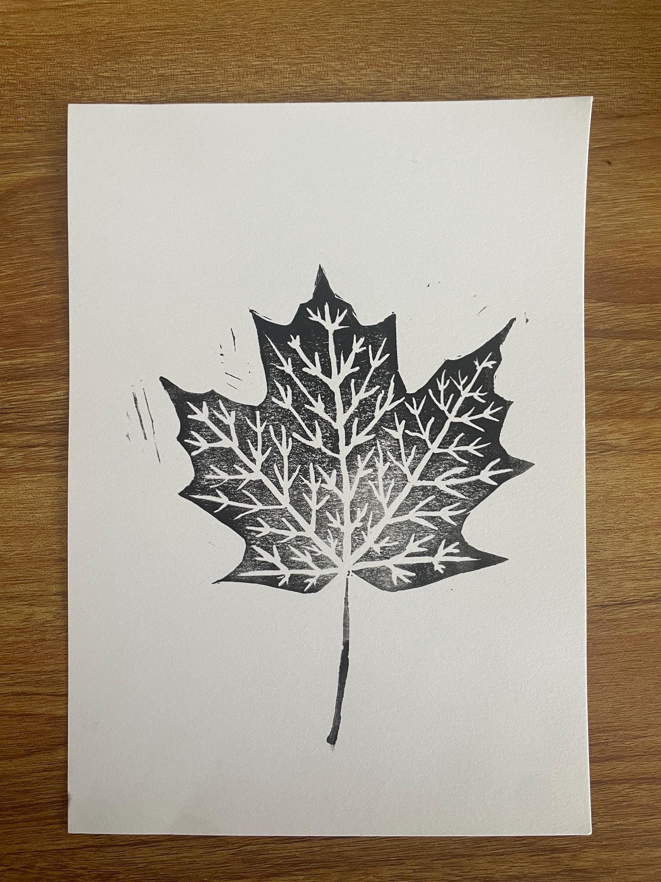 Handmade Maple Leaf Linocut Print - Etsy