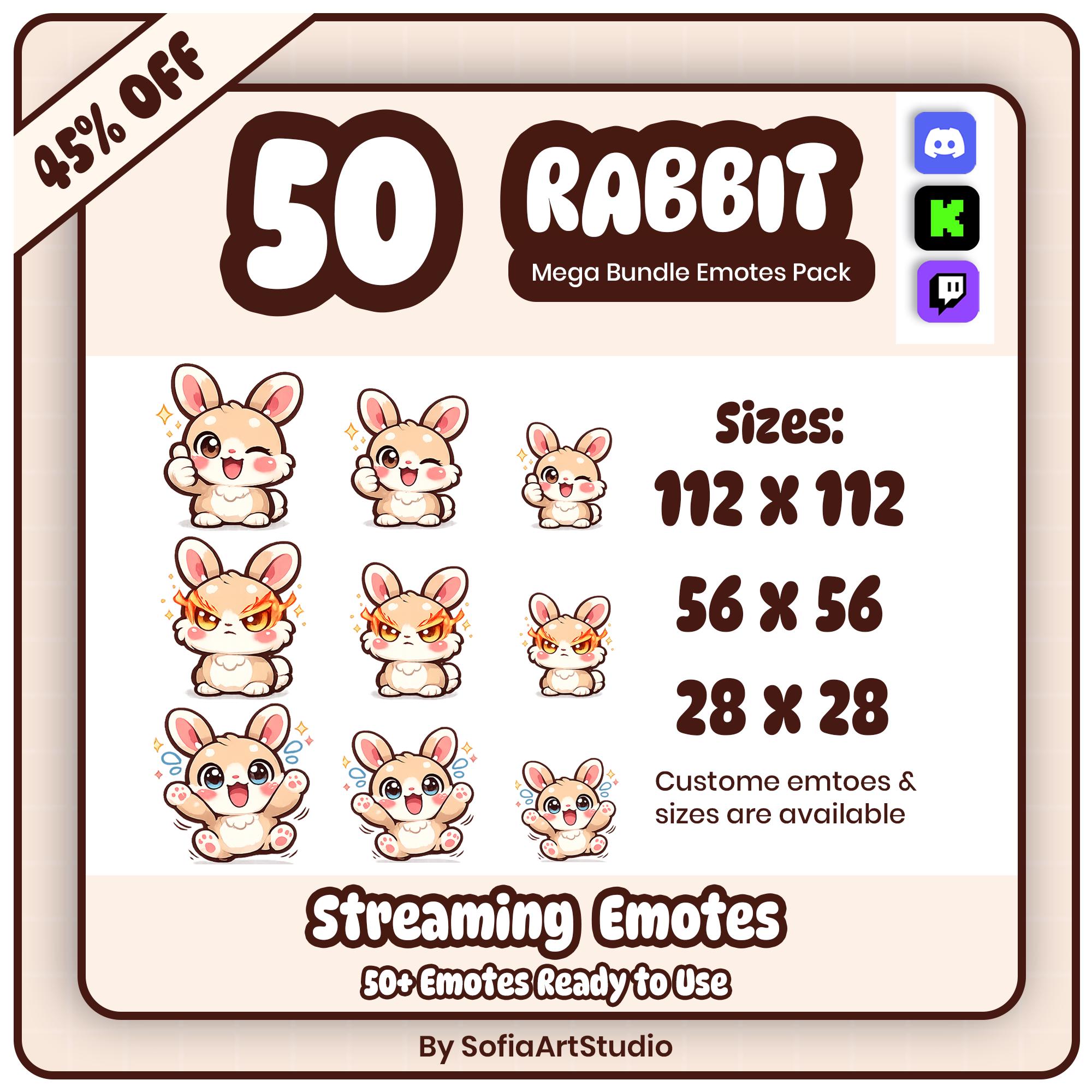 Wicked Rabbit Emotes 50+ Rabbit Emotes Bundle | Bunny Twitch, Discord, Kick (digital ...