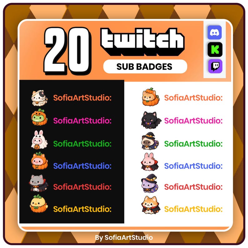 20+ Kawaii Halloween Animal Twitch Sub Badges (digital Download) - Etsy ...