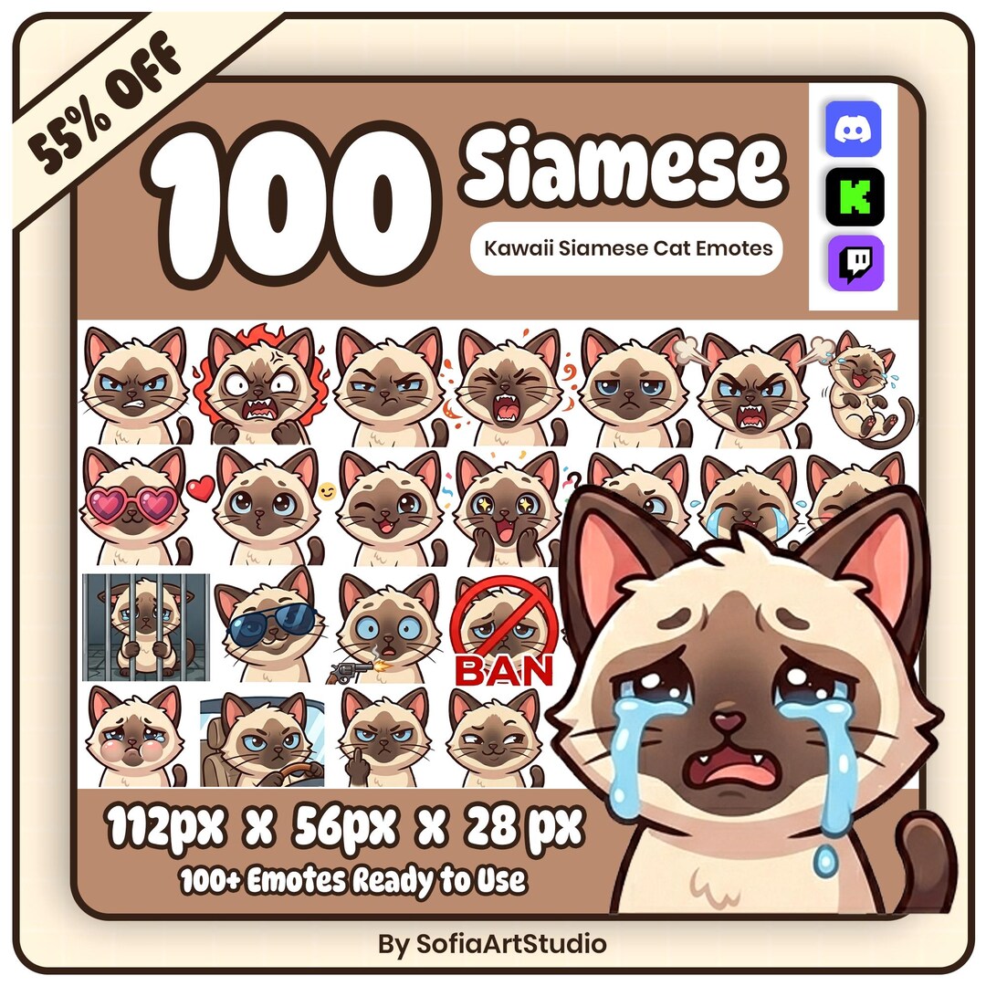 100+ Kawaii Siamkatze Emotes Pack | Twitch Discord Livestream ...