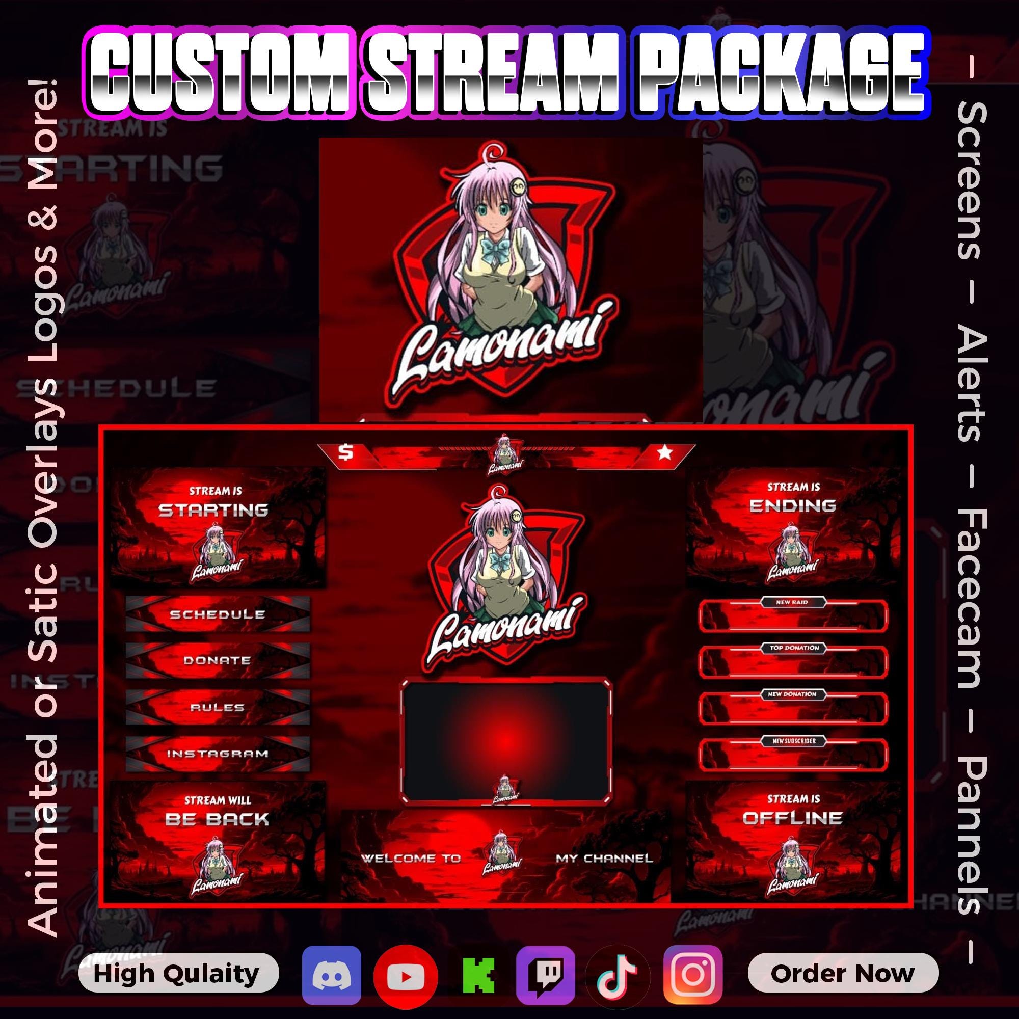 Custom Animated Stream Overlay Package | Scenes, Alerts, Panels ...
