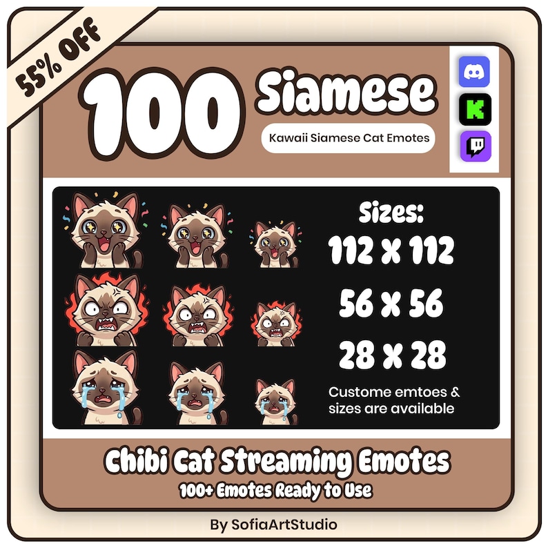 100+ Kawaii Siamkatze Emotes Pack | Twitch Discord Livestream ...