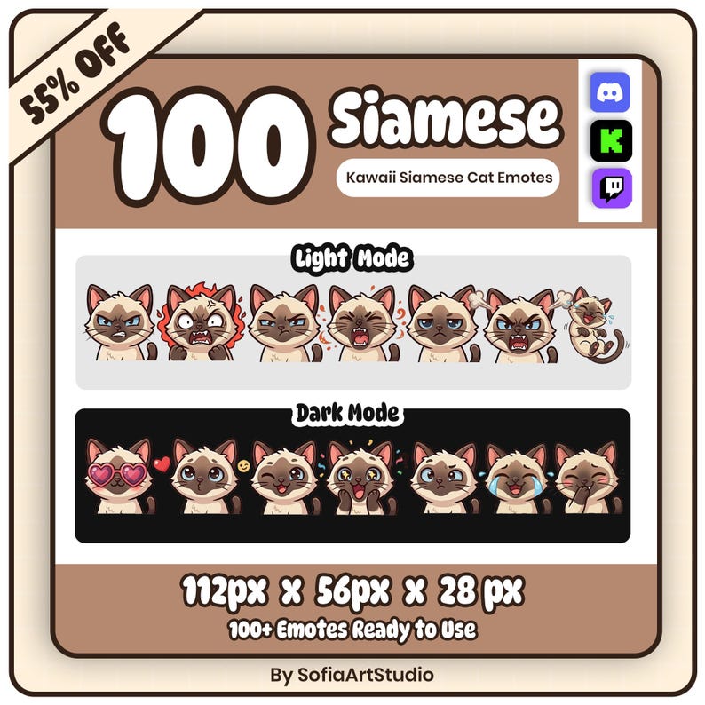 100+ Kawaii Siamkatze Emotes Pack | Twitch Discord Livestream ...