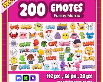 Pacchetto di oltre 200 emoticon di testo / Chat in streaming divertente per Twitch, Discord e Kick / Download digitale