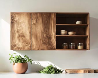 Mobile contenitore a parete in stile metà secolo per cucina e sala da pranzo.