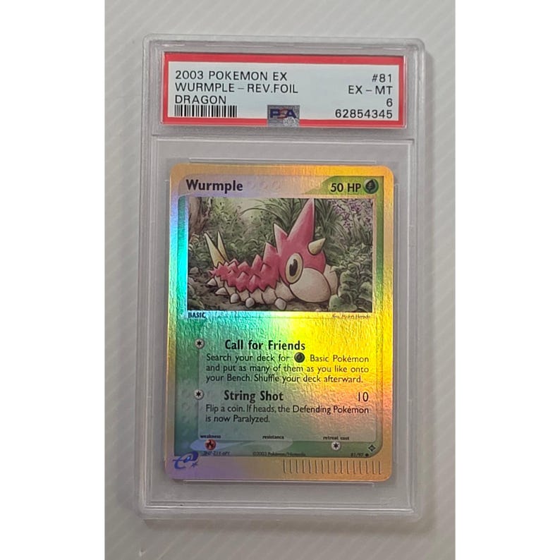 Pokemon Trading Card Standard Wurmple 81/97 2003 EX Dragon Reverse Foil PSA 6 image 3