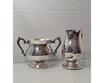 Juego de crema y azúcar Wm Rogers Silverplate 903B, servicio de té vintage, plata pulida