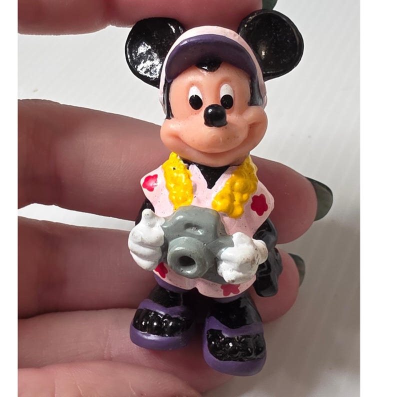 Disney Mickey Mouse PVC Figure Small Pink Good Mickey Mouse Tourist Applause image 5