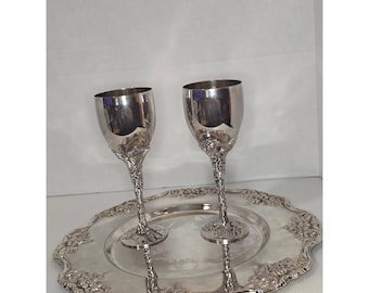 Juego de copas Godinger Silver Art Grapevine Tray de 3 piezas.