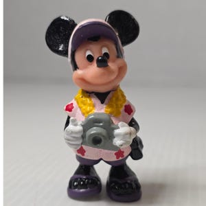 Disney Mickey Mouse PVC Figure Small Pink Good Mickey Mouse Tourist Applause image 1