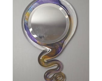 Magiczne lustro Kurta Carlsona ze szkła artystycznego, sygnowane, 2000, Carlson Glassworks, fioletowe