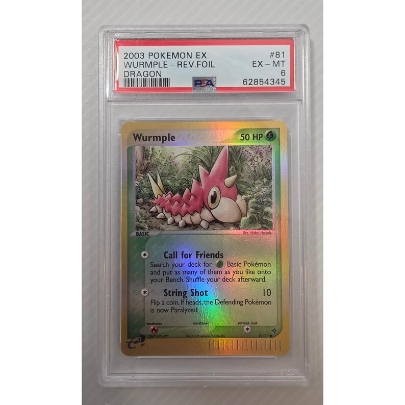 Pokemon Trading Card Standard Wurmple 81/97 2003 EX Dragon Reverse Foil PSA 6 image 4