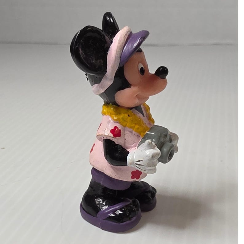 Disney Mickey Mouse PVC Figure Small Pink Good Mickey Mouse Tourist Applause image 2