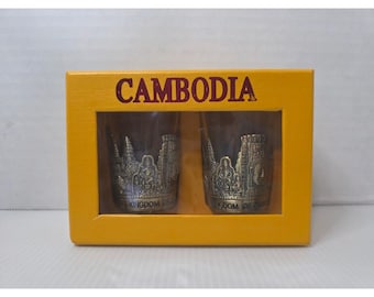 Juego de vasos de chupito de recuerdo del Reino de Camboya (en caja)