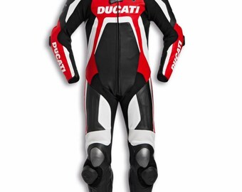 Ducati C6 Motorcycle Leather Racing Suit CE Approved Protectors Genuine Leather