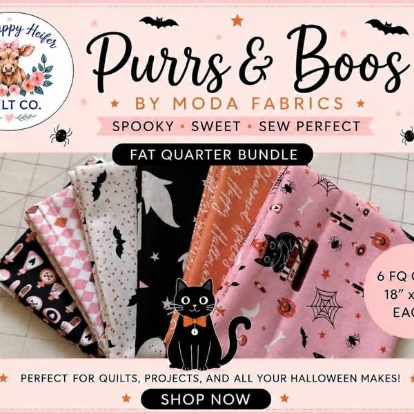 Purrs and Boos Fat Quarter 6 Piece Bundle