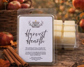 Apple Cinnamon Wax Melts – Harvest Hearth Fall Wax Melts – Spiced Apple Soy Wax Melt Cubes –Strong Scented Wax Melts – Autumn Home Fragrance
