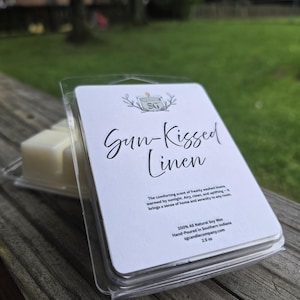 Fresh Linen Wax Melts – Sun-Kissed Linen Soy Wax Melts – Clean Laundry Wax Melt Cubes – Strong Scented Wax Melts – Fresh Home Fragrance