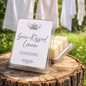 Fresh Linen Wax Melts – Sun-Kissed Linen Soy Wax Melts – Clean Laundry Wax Melt Cubes – Strong Scented Wax Melts – Fresh Home Fragrance