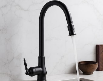 Pull Out Kitchen Mixer Tap Black Flexible