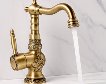 Solid Brass Antique Bathroom Basin Faucet