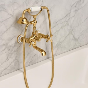 Classic Telephone Gold Bathtub Mixer Tap Wall Mounted