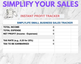 Small Business Sales Tracker Google Sheets Template | Simple Freelance Income & Expense Log | Automated Profit and Tax Ready Spreadsheet