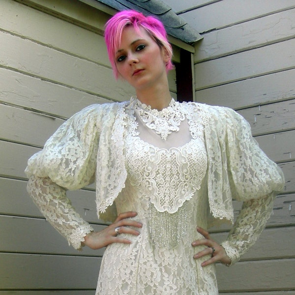 Vintage lace dress 1980s dress