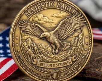 Pièce du défi de l'aigle, style militaire patriotique, jeton de poche, décoration de bureau, cadeau de force pour anniversaire de vétéran, fête des pères