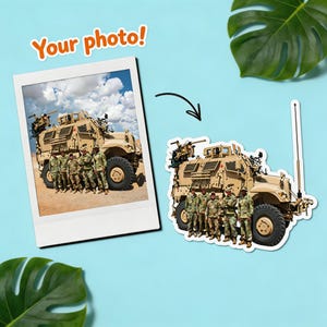 Custom Military Photo Sticker Army Vehicle Keepsake Embroidered Patch Style Veteran Gif