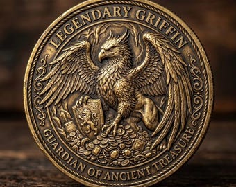 Pièce du défi Griffon bronze antique gardien mythologie jeton de poche breloque défense cadeau courage unique pour lui lors de l'obtention de son diplôme