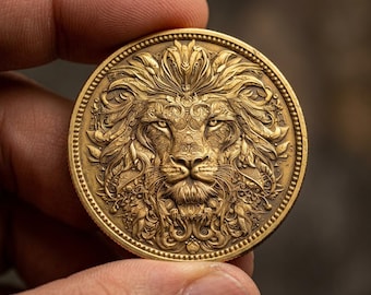 Lion Coin Ornate Vintage Decorative Keepsake Custom Engraving Gift for Collector Birthday Gift