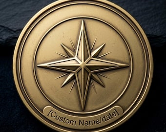 Metal Coin North Star Minimalist Keepsake Personalized Gift Graduation