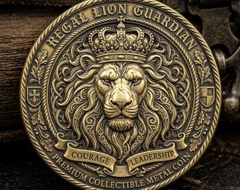 Pièce du défi du lion vintage style royal déco de bureau jeton de poche cadeau leadership courage pour homme anniversaire fête des pères
