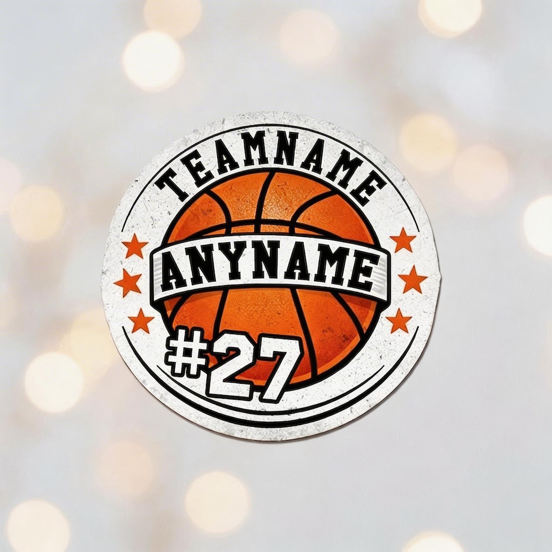 Custom Basketball Name Sticker - Personalized Sports Decal for Kids ...