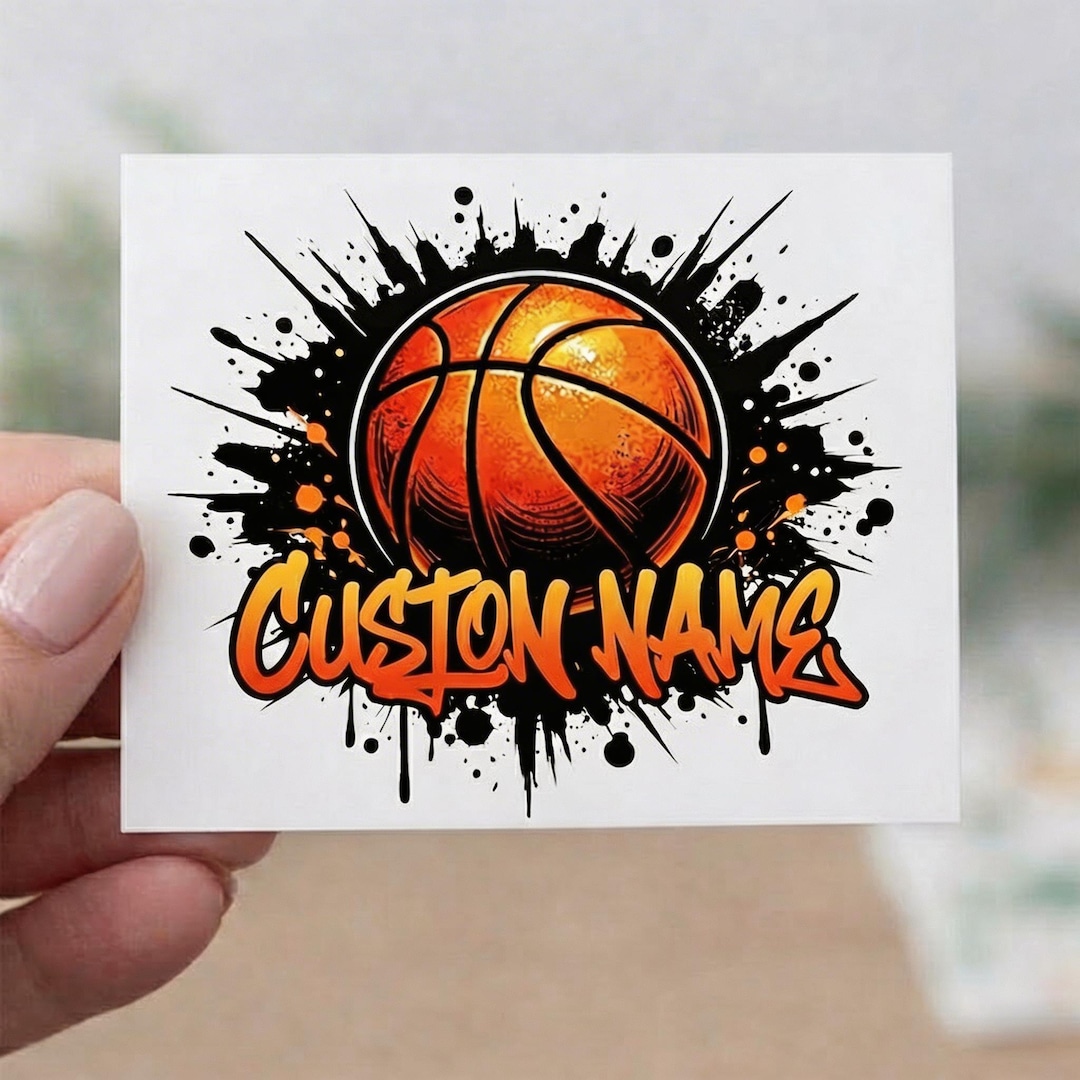 Custom Basketball Name Sticker - Personalized Sports Decal for Kids ...