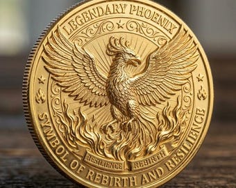 Pièce du défi Phoenix en or renaissance résilience mythologie jeton de poche breloque méditation cadeau inspirant pour lui lors de l'obtention de son diplôme