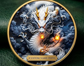 Pièce de monnaie dragon personnalisée jeton céleste galaxie cadeau nom personnalisé pour les amateurs de fantaisie pièce d'anniversaire