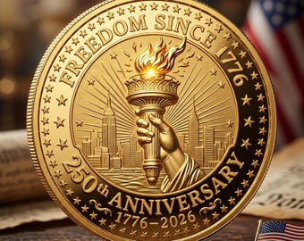 Pièce commémorative en or patriotique, présentoir de collection, cadeau de gravure personnalisé pour anciens combattants 250e anniversaire des États-Unis
