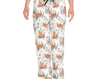 Watercolor Fox Pattern Pajama Pants | Women's Lounge Sleepwear