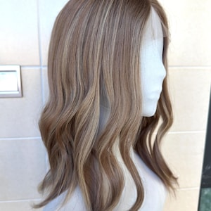 Kanten top, maagdelijk Slavisch zacht zandsteenblond haar, koosjere sheitel pruik | Luxe Joodse pruiken