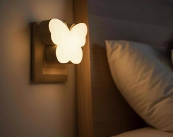 Lámpara de noche LED con forma de mariposa – Lámpara de pared con enchufe | Lámpara de noche LED con forma de mariposa