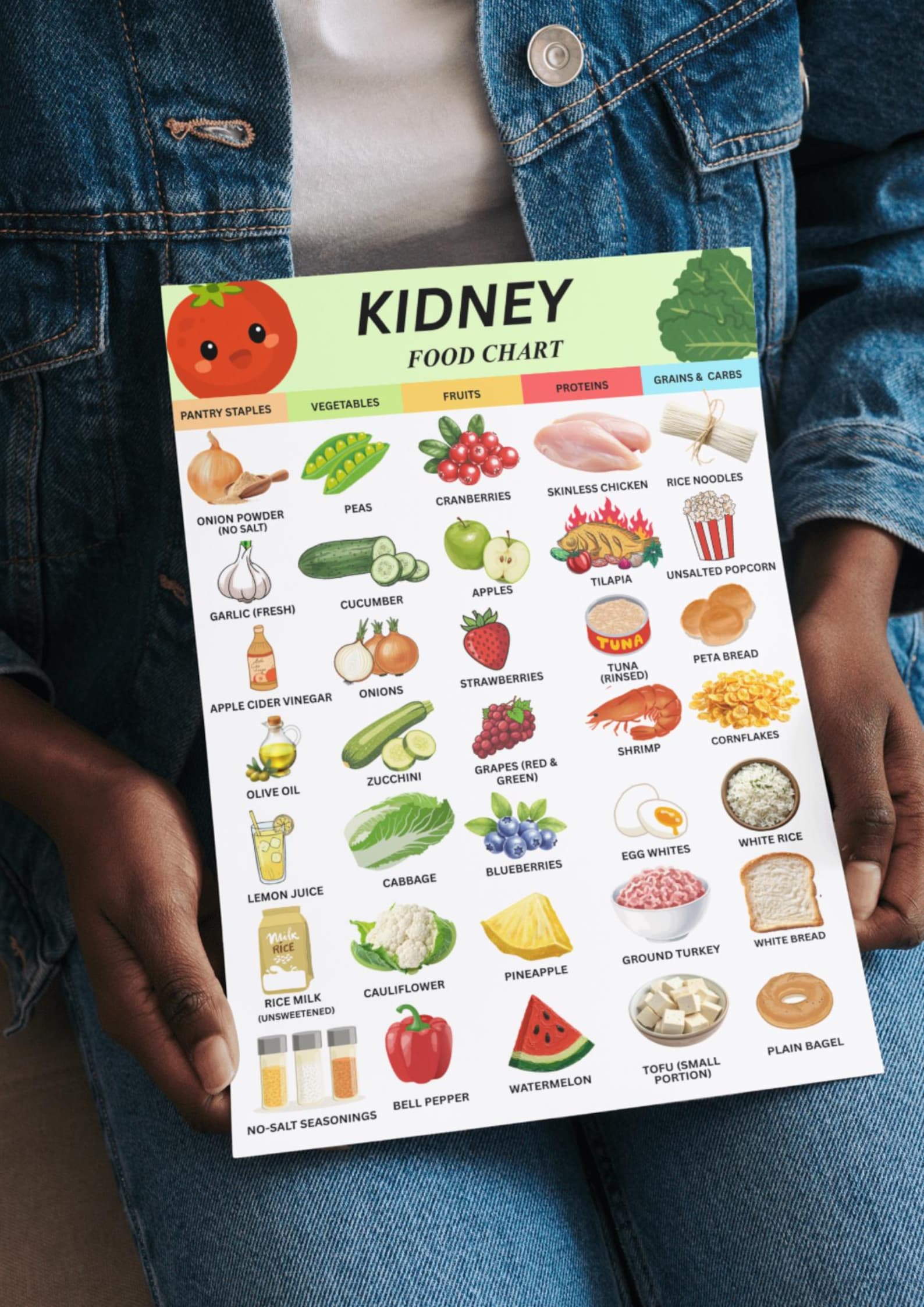 Kidney Friendly Food Chart PDF, Renal Diet Food List Printable, Kidney ...