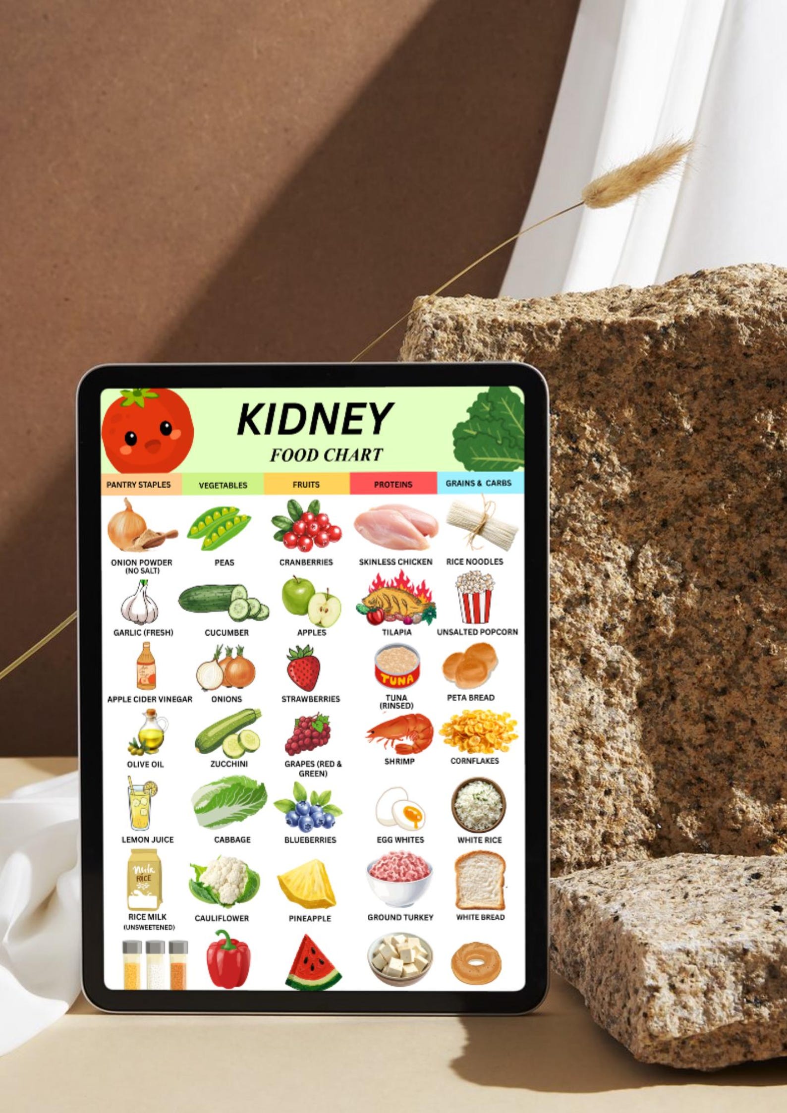 Kidney Friendly Food Chart PDF, Renal Diet Food List Printable, Kidney ...