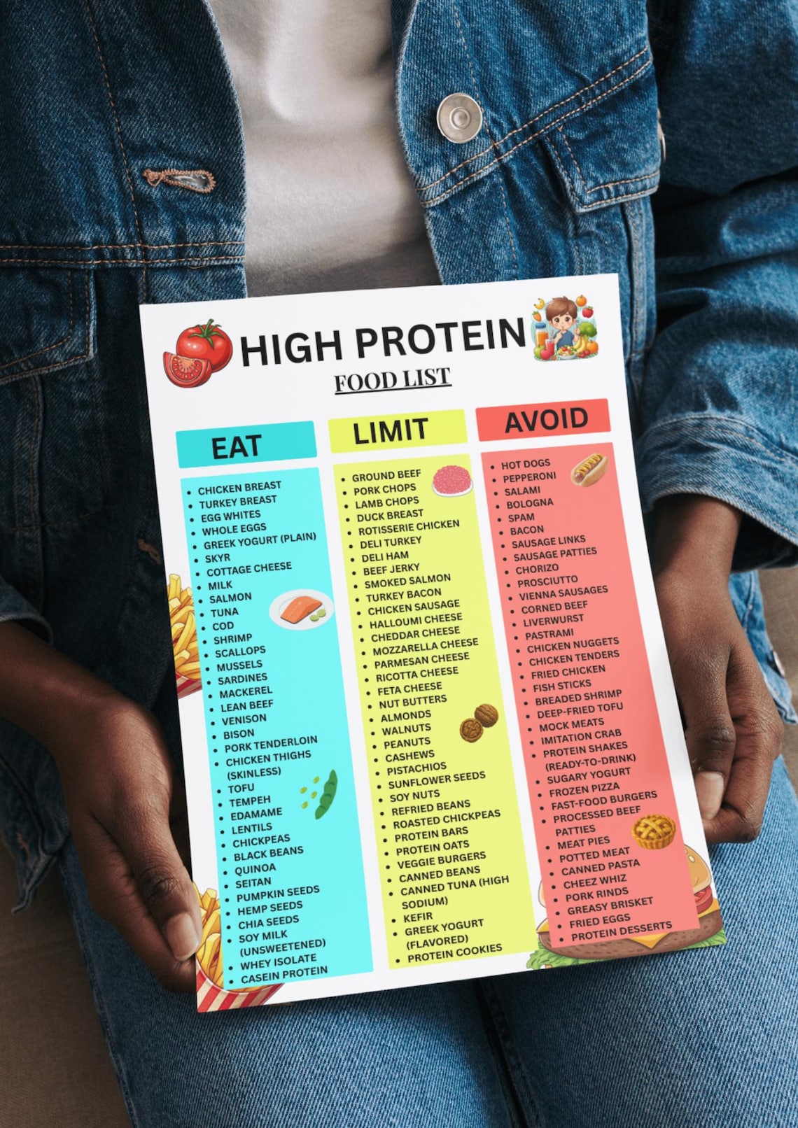 Protein Food List Printable | High Protein Foods Chart | Protein-rich ...