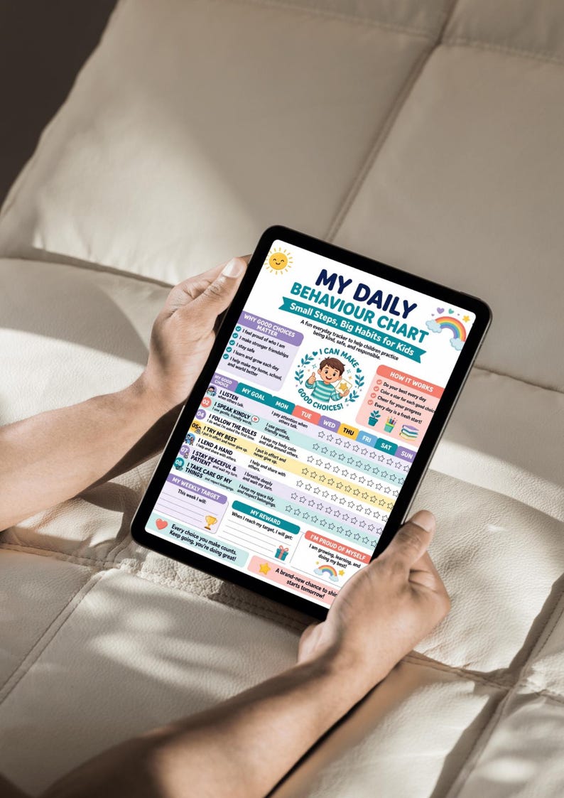 Behaviour Routine Chart My Daily Behavior Chart for Kids Printable, Positive Choices Reward ...